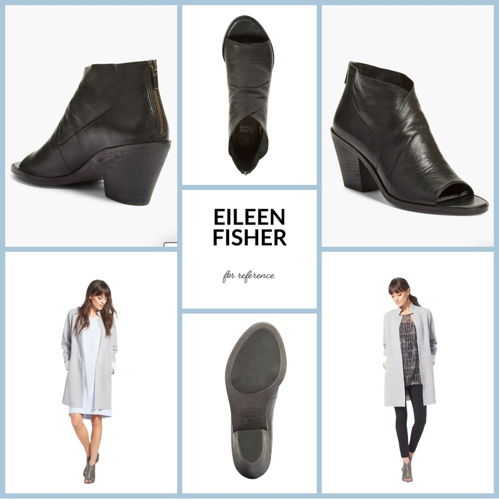 Eileen Fisher • Leather Open Toe Block Heel Bootie • Size 5 US • Black • EUC - Picture 3 of 16